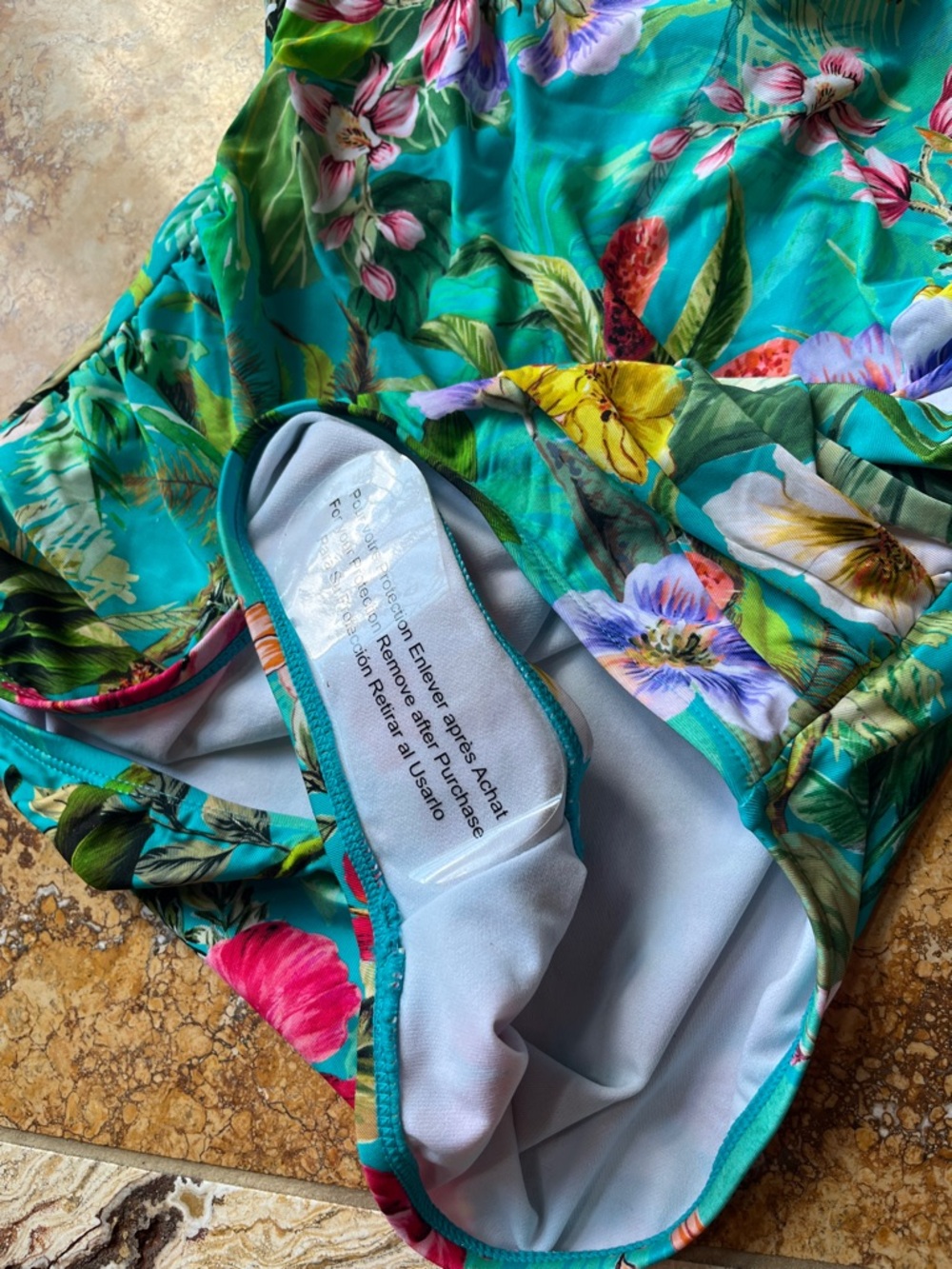 Jantzen Teal Tropical Floral One-Piece Swimsuit - Picture 5 of 5